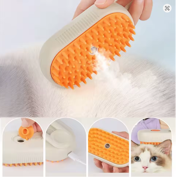 Escova Elétrica a Vapor Para Gatos e Cães Remoção Imediata dos pelos
