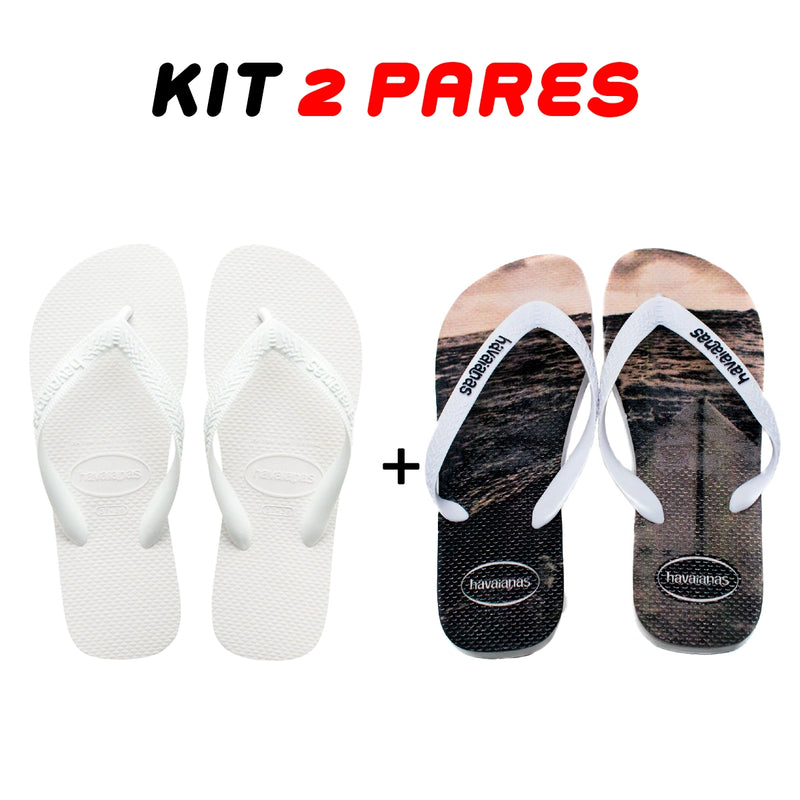 Kit 2 Chinelos Masculino Havaianas Branco + Sortido