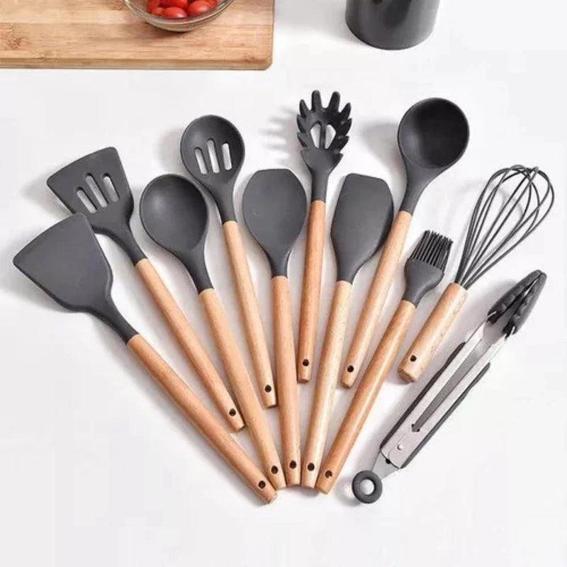 Kit 12 peças Jogo de Cozinha colheres de Silicone