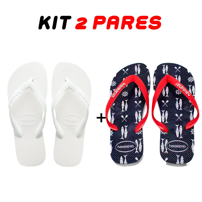 Kit 2 Chinelos Masculino Havaianas Branco + Sortido