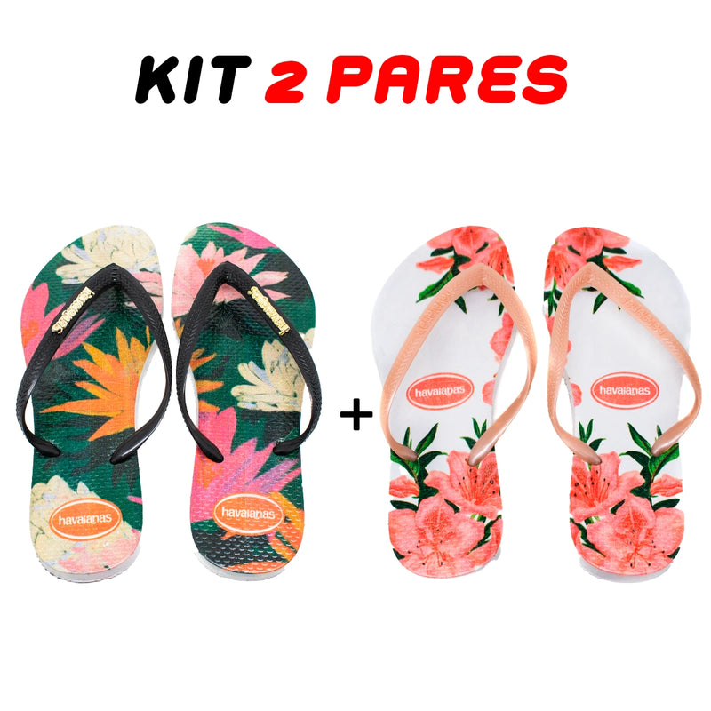 Kit 2 Chinelos Feminino Havaianas Flores