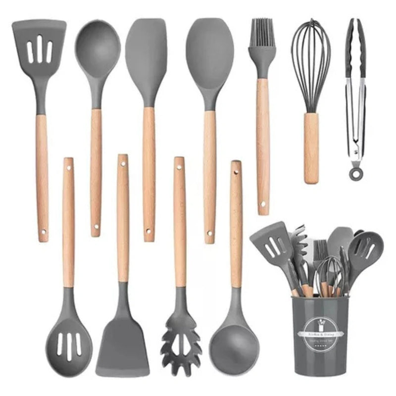 Kit 12 peças Jogo de Cozinha colheres de Silicone